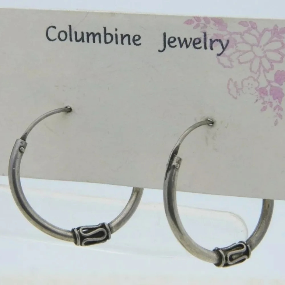 New Old Stock Thailand Sterling Silver Large Hoop